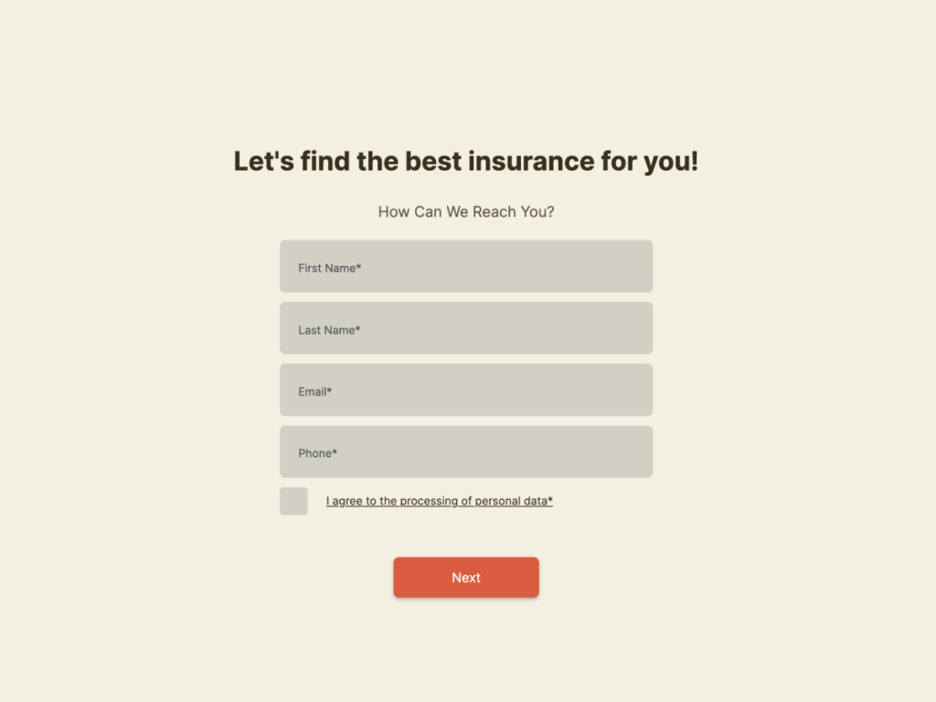 Contact Form for Insurance Template.