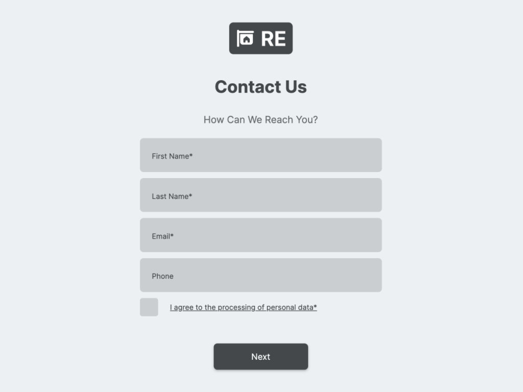 contact form.
