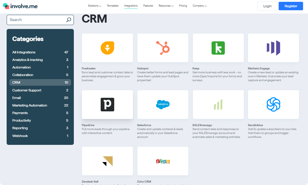 involve.me CRM integrations.