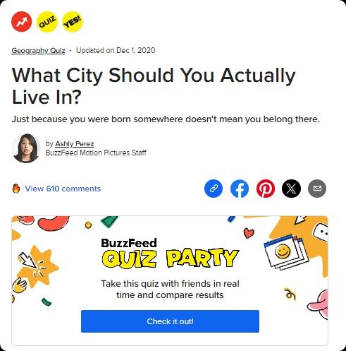 Create a BuzzFeed Style Quiz.