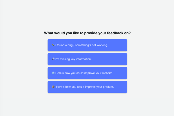 Preview of an advanced website feedback survey template.